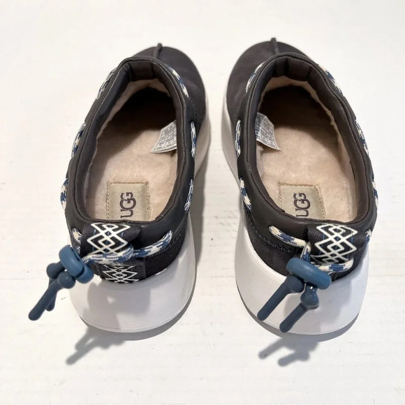 UGG Gray Suede Shearling Lined Platform Boat Shoes Preppy Slip On Loafers 7 NWOB - Picture 5 of 11